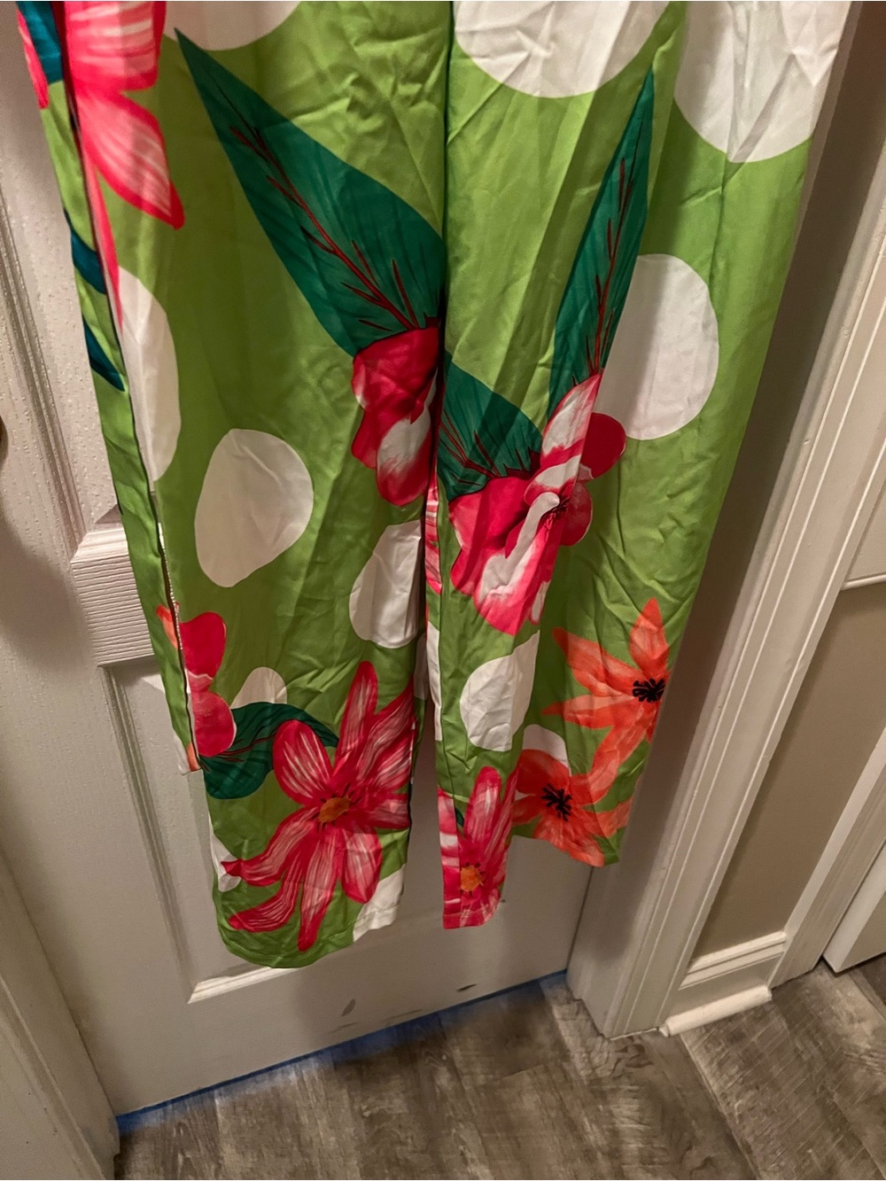SHEIN Lime Green jumpsuit with Pink & Orange Floral Print - Picture 3 of 7